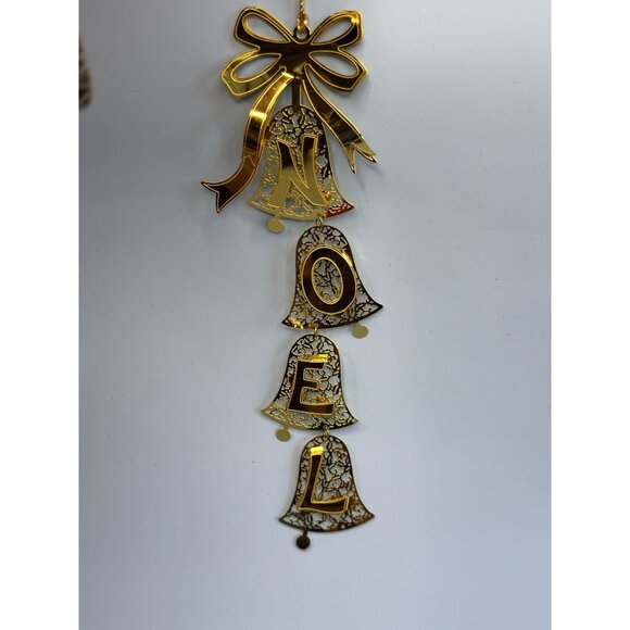 Reed & Barton Noel Bells Ornament Gold Tone Filigree Dangling Letters 8 Inch Box - Picture 6 of 8